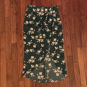 Urban Outfitters Floral Midi Skirt - Emerald Green and Cream